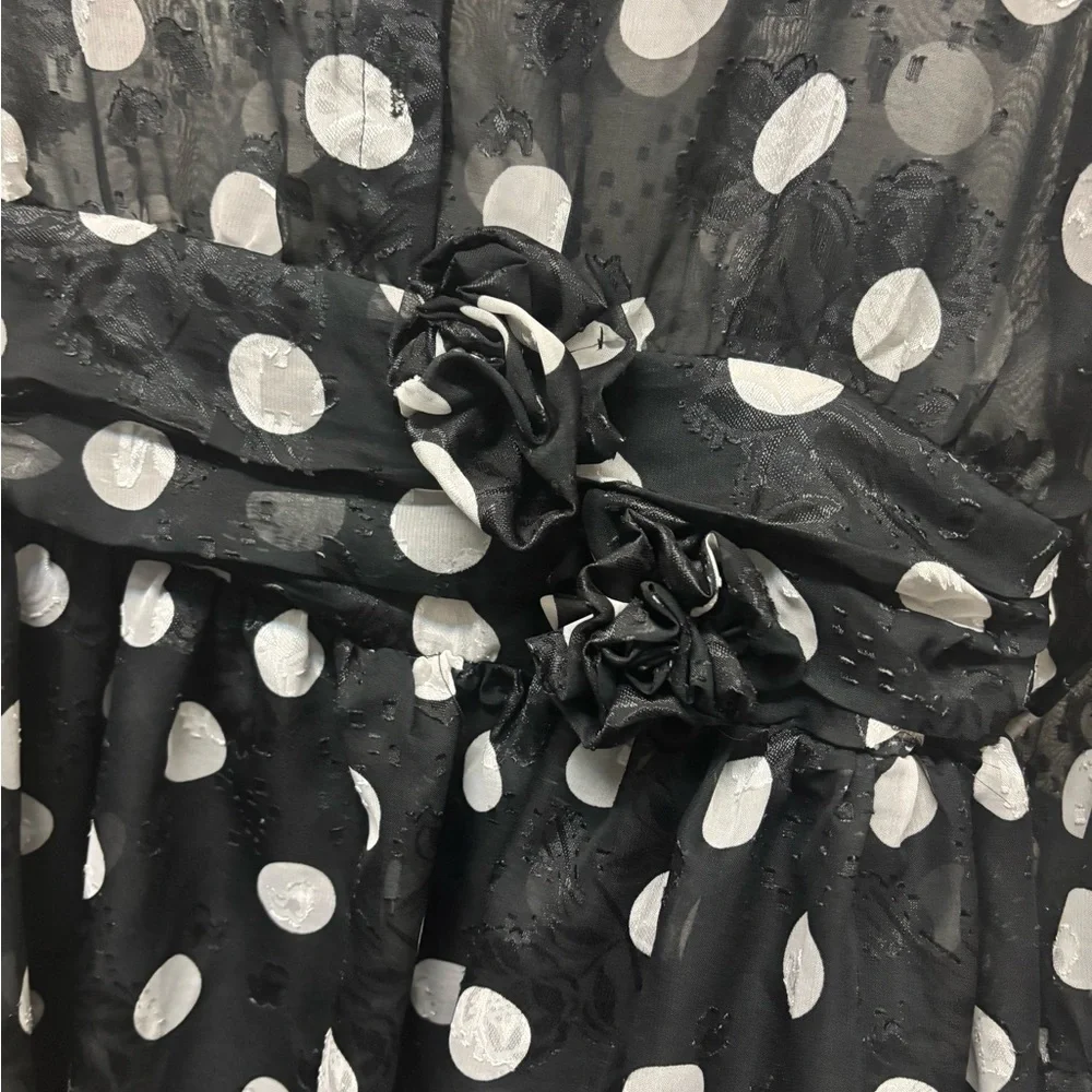 NWOT Black and White Polka Dot Dress/Blouse - Picture 4 of 8